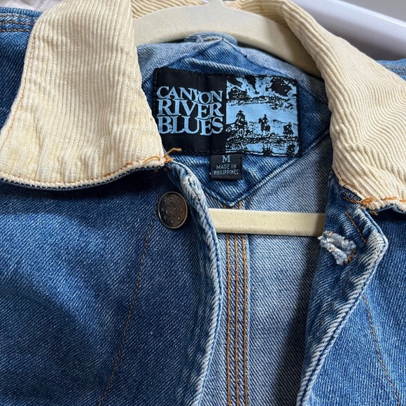 Vintage 90s Canyon River Blues Denim Corduroy Collar Chore Coat M - Picture 7 of 7